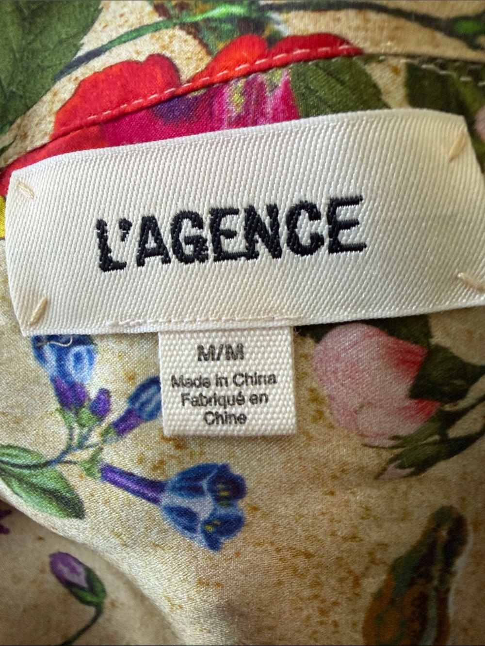 L'AGENCE DANI 3/4 SLEEVE BLOUSE YELLOW MULTI VINTAGE BOTANICAL SIZE MEDIUM - Picture 3 of 8